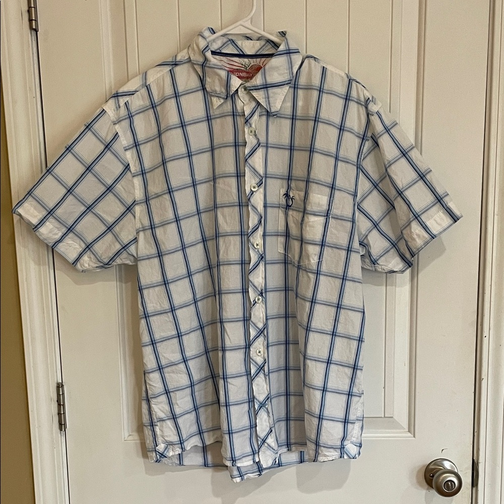 UNIONBAY Men's Blue and White Plaid XL Shirt